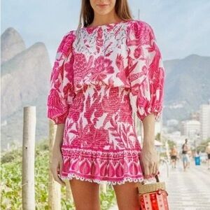 FARM Rio Pink and White Mini Dress